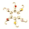 PS11699622 PAX 5 Pendentifs - Chat 25 par 10 mm - métal doré - emaillé Rouge