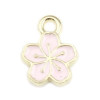 Pendentifs Fleur de Sakura 9mm – Émaillé Rose Clair – Métal Doré