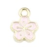 PAX de 10 pendentifs - Fleur de Sakura 9 mm - style emaillé Rose Clair - metal Doré