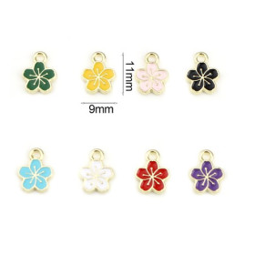 Pendentifs Fleur de Sakura 9mm Émaillé Blanc Métal Doré
