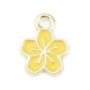 Pendentifs Fleur de Sakura 9mm Émaillé Jaune Métal Doré