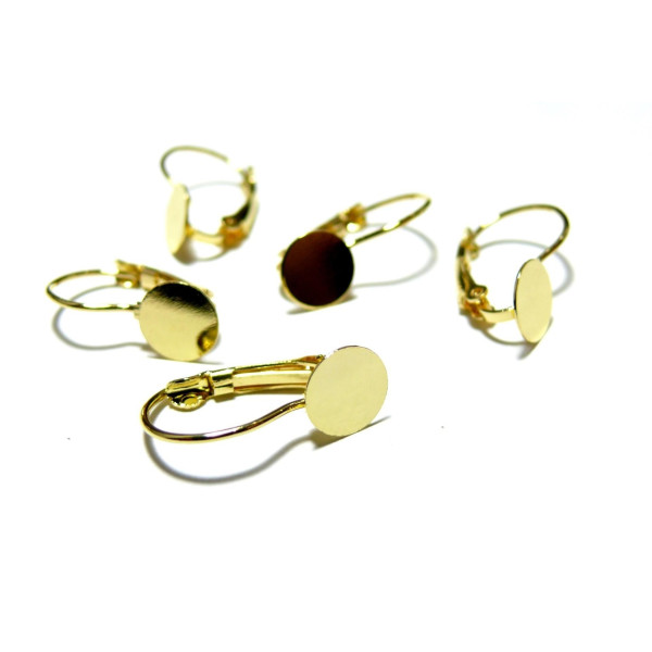 Supports de Boucle d'oreille - dormeuse - plateau lisse 8mm - Laiton coloris Doré