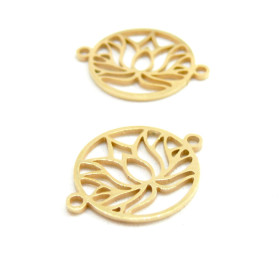 Connecteur - Fleur de Lotus - 23 mm - Doré en Acier Inoxydable 201 - pour bijoux raffinés
