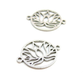 Connecteurs Fleur de Lotus 23mm – Acier Inoxydable Argenté