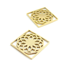 H119182 Lot 1 Connecteur - Rosace - Mandala - 17.5 mm - Doré en Acier Inoxydable 201 - pour bijoux raffinés