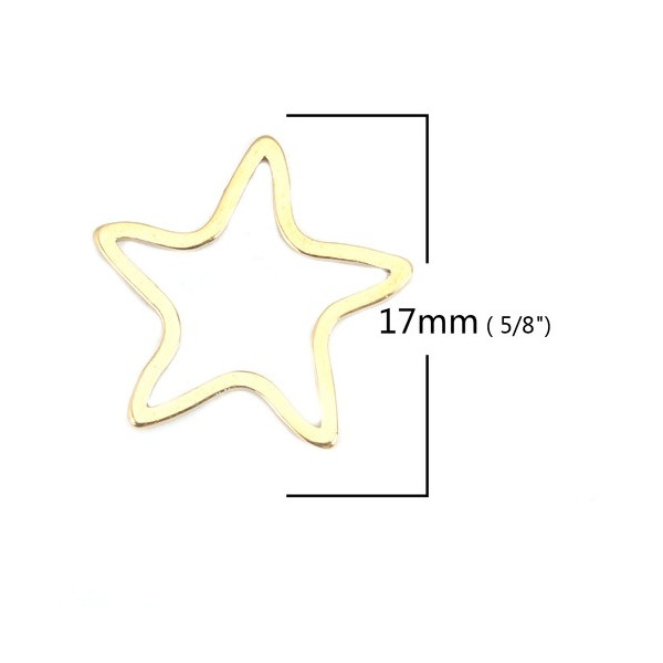 Pendentifs - Connecteurs - Etoile 17 mm - Doré en Acier Inoxydable 304 - pour bijoux raffinésraffinés