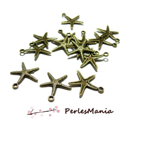 PAX 30 pendentifs ETOILE DE MER 2mm metal couleur Bronze Ref 48
