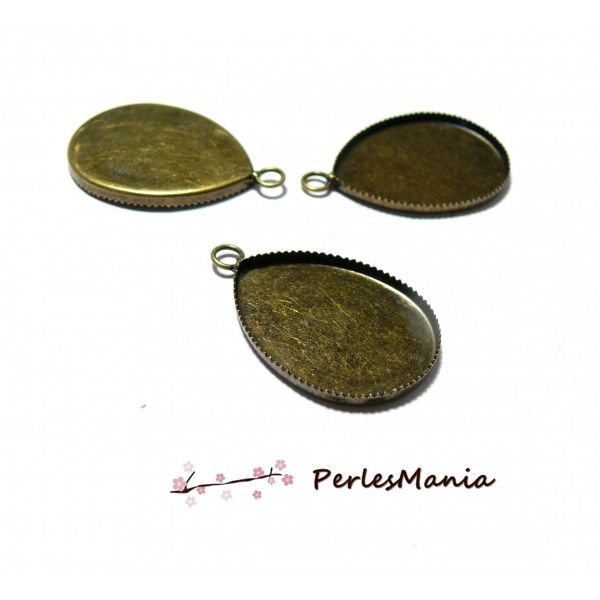 Supports de pendentif - Goutte Plateau 13 par 18mm - metal coloris Bronze