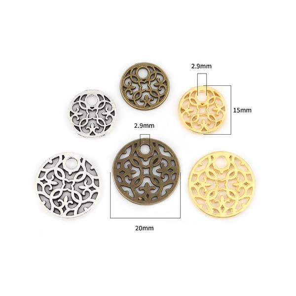 PS11711611 PAX 20 Pendentifs - Mandala 15 mm - métal coloris Doré 