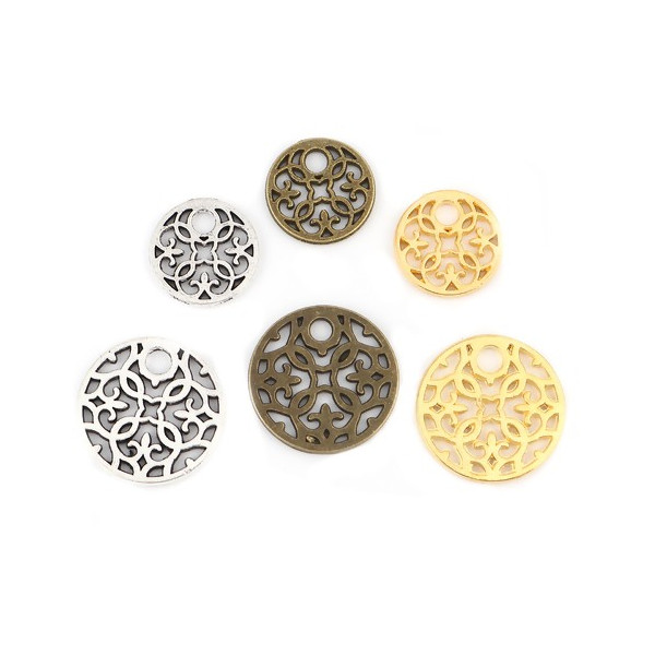 PS11711611 PAX 20 Pendentifs - Mandala 15 mm - métal coloris Doré 