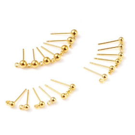 PS11000424 PAX 6 Boucle d'oreille - Puce Bille 5 mm - avec attache - cuivre - Plaqué Or Gold Filled 18KT