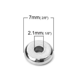 PS110112227 PAX de 10 perles intercalaires - Rondelles 7 par 2mm - Acier Inoxydable