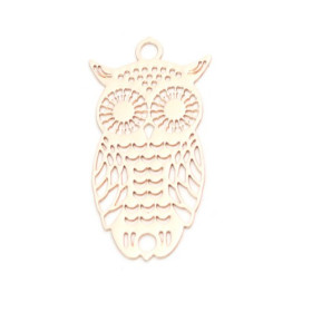 PS110206591 PAX 10 Estampes pendentif  connecteur Hibou, Chouette 24 mm cuivre couleur Doré