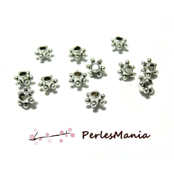 PAX: environ 625 perles  intercalaire FICTION 2N9632 Vieil argent 