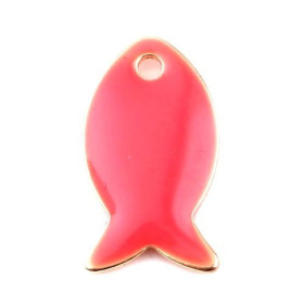 Pendentifs Poisson Rose Flashy 14mm Émaillé – Métal Doré