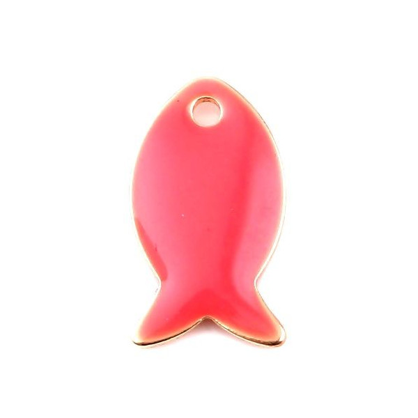 Pendentifs Poisson Rose Flashy 14mm Émaillé – Métal Doré