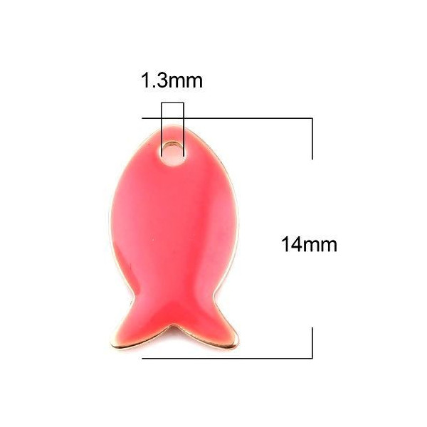 Pendentifs Poisson Rose Flashy 14mm Émaillé – Métal Doré