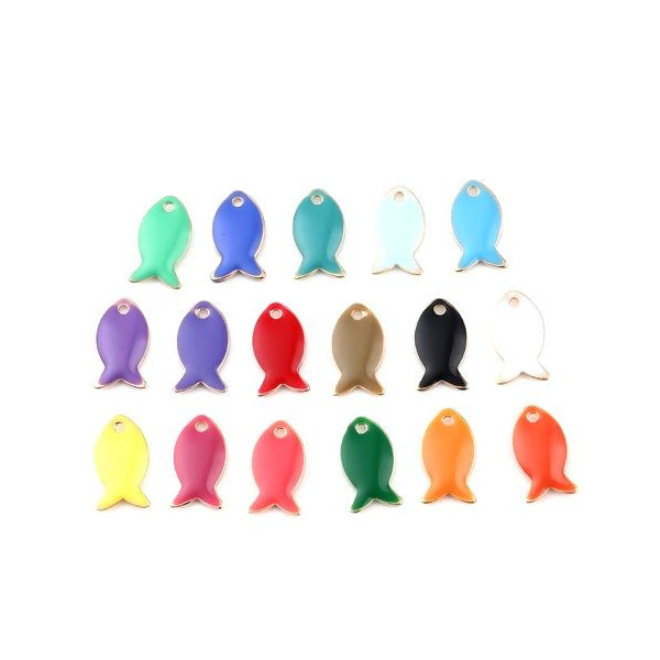 Pendentifs Poisson Rose Flashy 14mm Émaillé – Métal Doré