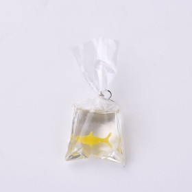 Pendentifs - Poisson Jaune - Aquarium - dans sachet 50 mm - avec attache coloris Argent