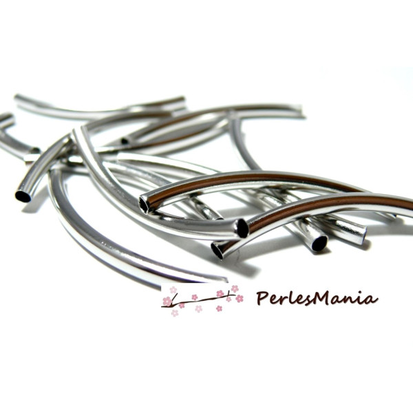 30 Tubes intercalaires incurvés ARGENT PLATINE 40 par 2.5mm ID25059, DIY 