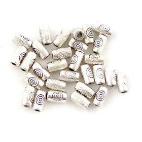 PS11900042 PAX 50 perles intercalaires Tubes avec spirales 5 par 3 mm metal couleur Argent Antique