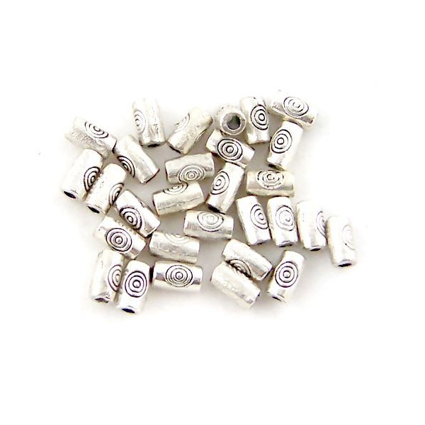 PS11900042 PAX 50 perles intercalaires Tubes avec spirales 5 par 3 mm metal couleur Argent Antique
