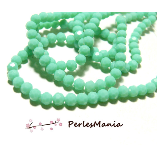 Perles Rondes à facettes en verre 2mm, Vert Pastel