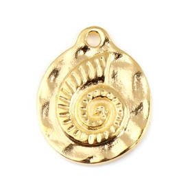 Pendentifs Coquillage Fossile Nautile Escargot 19x16mm – Métal Doré