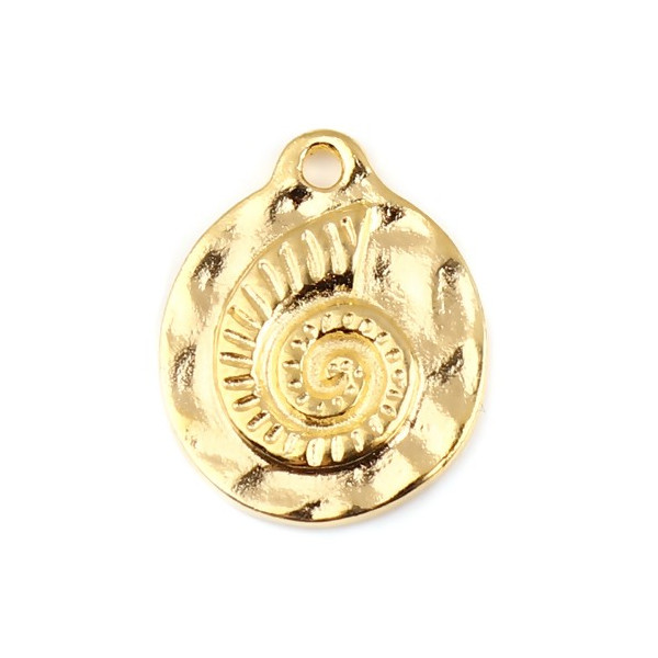 Pendentifs Coquillage Fossile Nautile Escargot 19x16mm – Métal Doré