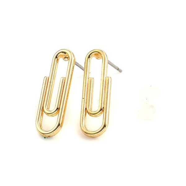 Boucles d’Oreille Puce Trombone 20mm – Métal Couleur Or avec Poussoirs Plastique