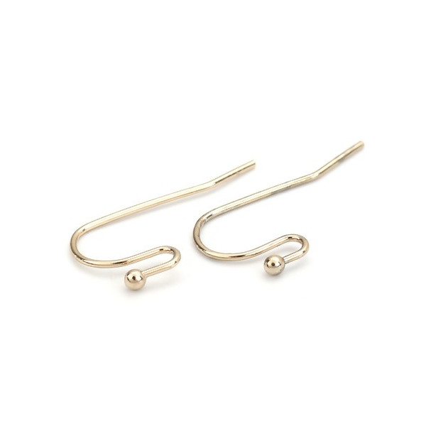 Boucles d'oreille crochets simple 21 mm avec Bille Cuivre coloris Or Clair 18KT
