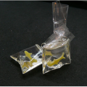 Pendentifs - Poisson Jaune - Aquarium - dans sachet 50 mm - avec attache coloris Argent