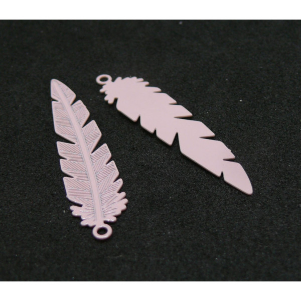 AE112693 Lot de 6 Estampes pendentif filigrane Or  Rose Clair 33 mm