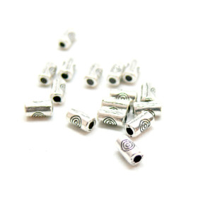 PS11900042 PAX 50 perles intercalaires Tubes avec spirales 5 par 3 mm metal couleur Argent Antique
