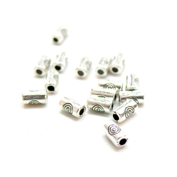 PS11900042 PAX 50 perles intercalaires Tubes avec spirales 5 par 3 mm metal couleur Argent Antique