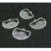 Estampes pendentif filigrane Geométrique Vague Japonisant  22 par 18mm métal coloirs Argent Vif