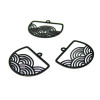 AE1112364 Lot de 4 Estampes pendentif filigrane Geométrique Vague Japonisant  22 par 18mm métal coloris Noir