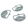AE1112364 Lot de 4 Estampes - pendentif filigrane Geométrique - Vague - Japonisant  22 par 18mm - métal coloris Gris
