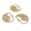 Estampes - pendentif filigrane Geométrique - Vague - Japonisant  22 par 18mm - coloris Moutarde