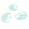 Estampes - pendentif filigrane Geométrique - Vague - Japonisant  22 par 18mm - coloris Bleu Turquoise