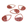 Estampes - pendentif filigrane Goutte - Vague - Japonisant 20 par 15mm - coloris Rouge