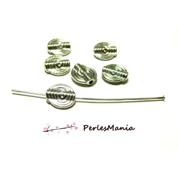 Perles intercalaire ROND spirale 11mm, laiton finition Argent Antique
