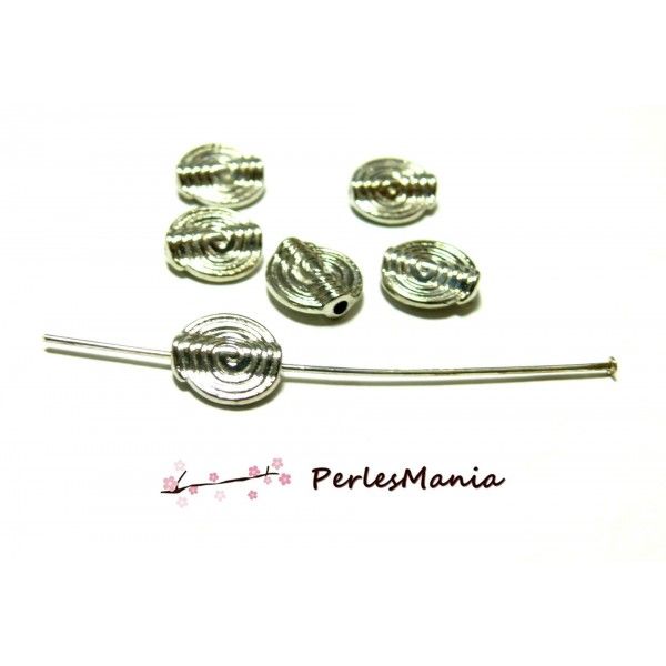 10 perles intercalaire ROND spirale 11mm H025 ARGENT PLATINE , DIY 