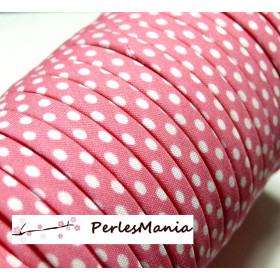 ruban biais spaghetti  à pois  ROSE 7mm