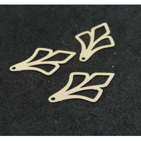 AE1112306 Lot de 4 Estampes - pendentif Fleur de Lys  23 par 15mm - métal coloris Beige