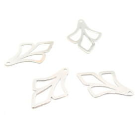 AE1112306 Lot de 4 Estampes - pendentif Fleur de Lys  23 par 15mm - métal coloris Argent Vif