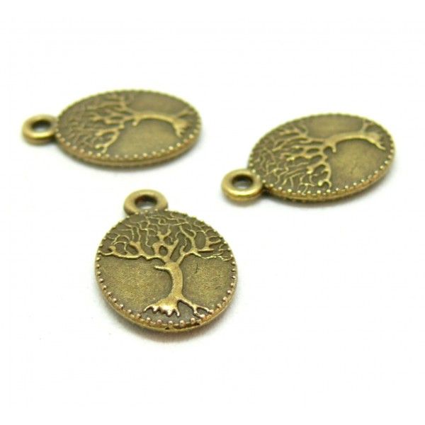 pendentifs - breloque - médaillon - ARBRE Ovale 18 par 12 mm - metal coloris Bronze