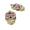 2 pendentifs CRANE SQUELETTE TETE DE MORT POP ART metal couleur DORE ( S1167160 )