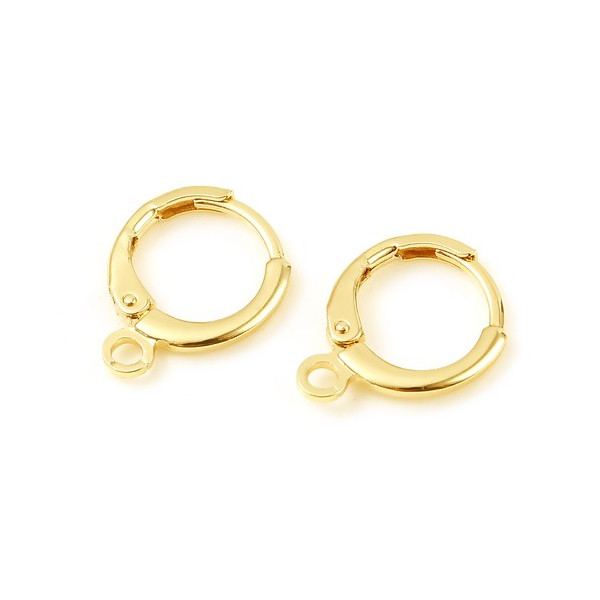 Boucles d'oreille - Dormeuses - Ronde avec attache 15 par 11 mm - Cuivre - Plaqué Or Gold 18KT