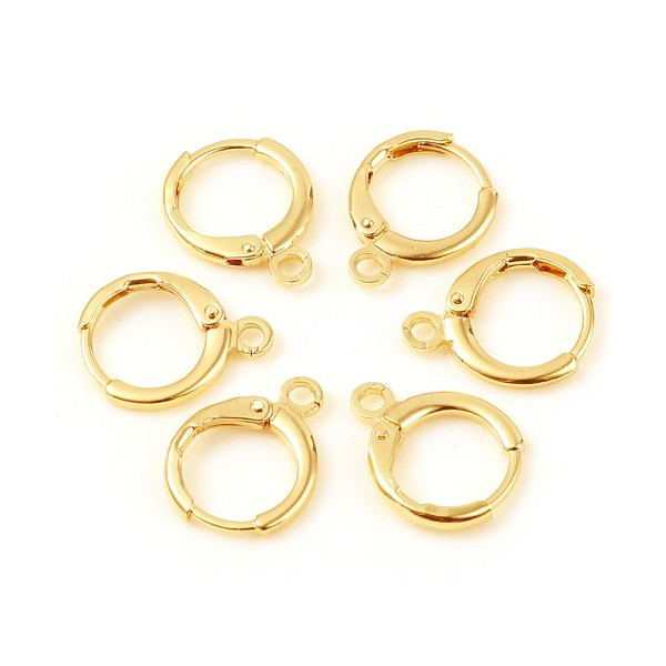 Boucles d'oreille - Dormeuses - Ronde avec attache 15 par 11 mm - Cuivre - Plaqué Or Gold 18KT